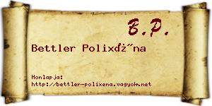 Bettler Polixéna névjegykártya